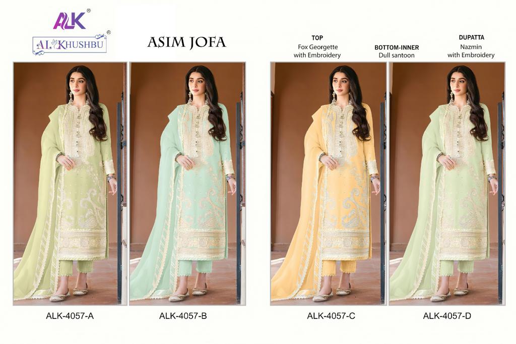 Asim Jofa By Alk Khushbu Embroidery Georgette Pakistani Suit Wholesale Market In Surat
